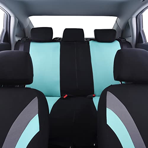 CAR PASS Line Rider Sporty Cloth 11PCS Universal Fit Car Seat Cover -100% Breathable with 5mm Composite Sponge Inside,Airbag Compatible,3zipper Bench(Full Set, Black and Mint) - Image 4