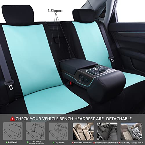 CAR PASS Line Rider Sporty Cloth 11PCS Universal Fit Car Seat Cover -100% Breathable with 5mm Composite Sponge Inside,Airbag Compatible,3zipper Bench(Full Set, Black and Mint) - Image 5