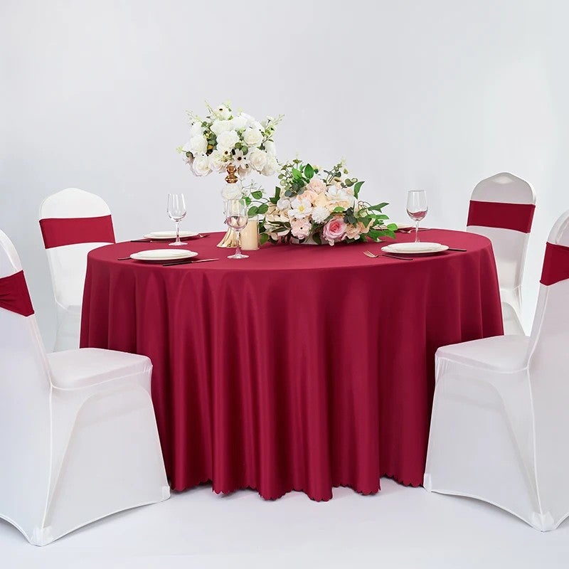 Y&D Modern Satin Tablecloth with Woven Table Runner and Single-Sided Table Skirt for Hotel and Restaurant Use – Elegant Table Runners for Banquet, Wedding & Event Decor - Image 1