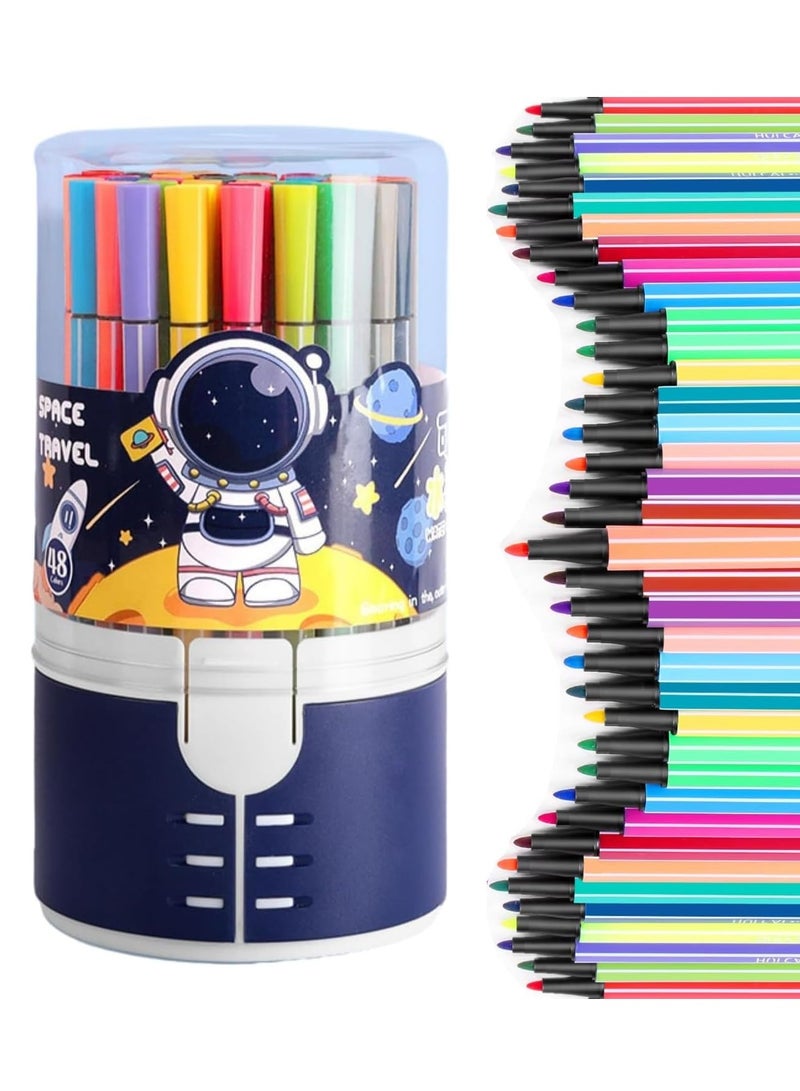Amitasha Sketch Pen Set 48 Colors Washable Water Color Markers Pens Aesthetic School Supplies Fine Coloring Markers for Kids Adult Book Cards Drawing Craft Kit Teacher Office Supplies - Image 1