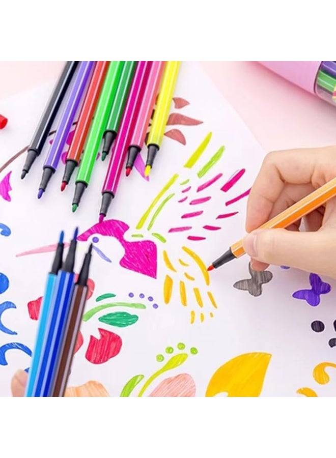 Amitasha Sketch Pen Set 48 Colors Washable Water Color Markers Pens Aesthetic School Supplies Fine Coloring Markers for Kids Adult Book Cards Drawing Craft Kit Teacher Office Supplies - Image 4