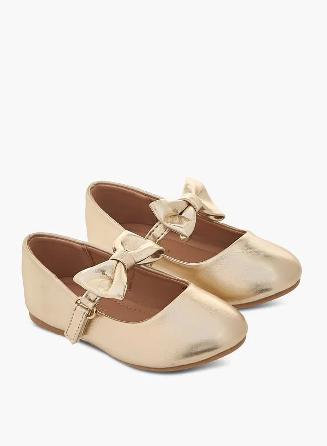 Flora Bella By Shoexpress Girls Bow Accented Mary Jane Shoes With Hook And Loop Closure