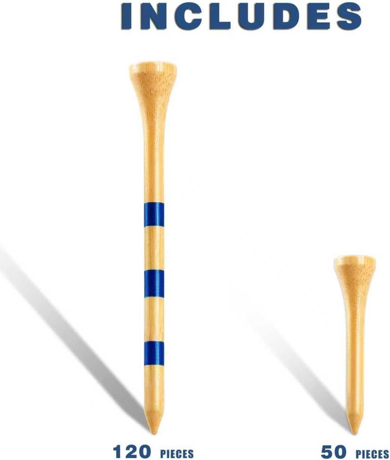 Champkey Premium Bamboo Golf Tees Pack of 170-120 Pcs Long Tees with 50 Pcs Short Tees Assorted Pack - Friendly Biodegradable Material Golf Tee - Image 2