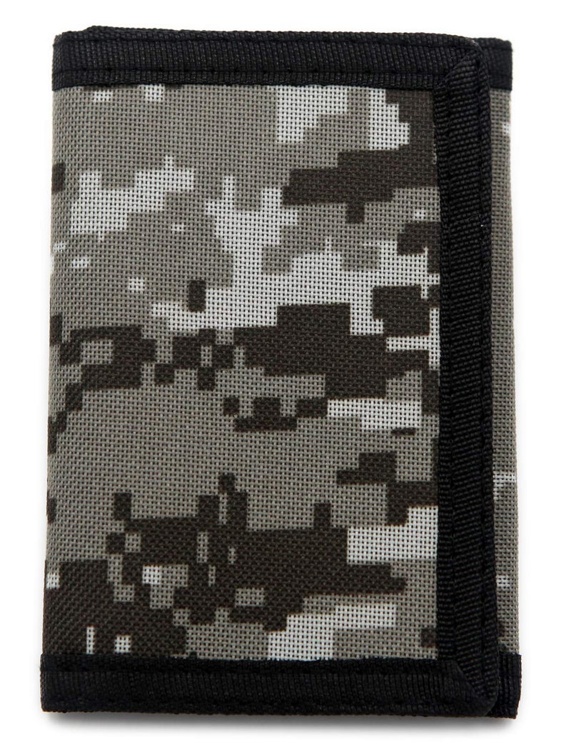 AI-DEE RFID Trifold Canvas Outdoor Sports Wallet for Kids - Front Pocket Wallet with Magic Sticker (Digital Beige) - Image 2