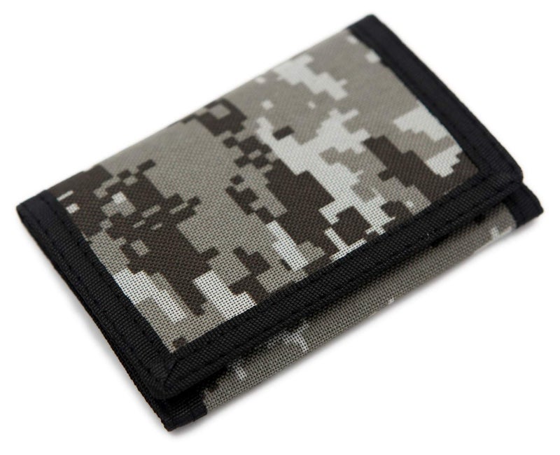 AI-DEE RFID Trifold Canvas Outdoor Sports Wallet for Kids - Front Pocket Wallet with Magic Sticker (Digital Beige) - Image 1