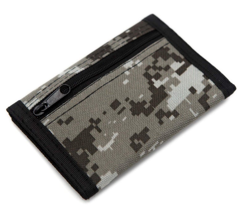 AI-DEE RFID Trifold Canvas Outdoor Sports Wallet for Kids - Front Pocket Wallet with Magic Sticker (Digital Beige) - Image 3