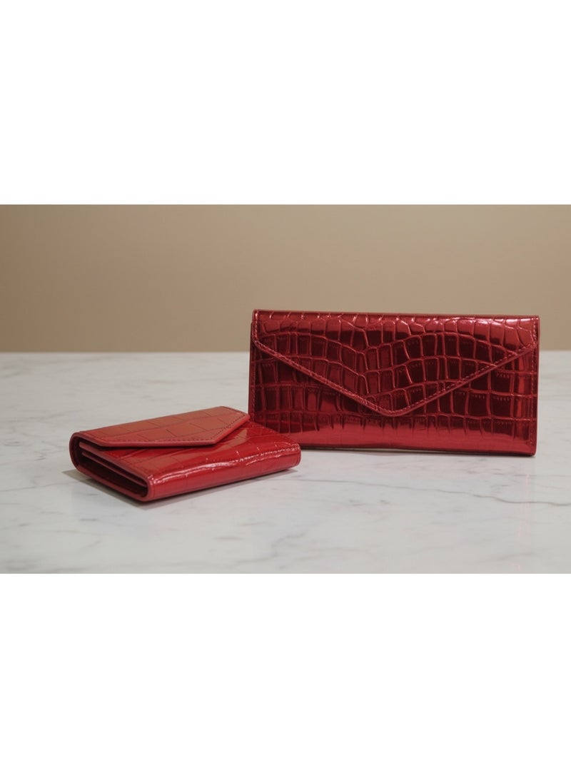 zoba Elegant women's bag and wallet set – patent leather with a crocodile pattern – a trendy chain bag + a practical wallet with a luxurious design - Image 1