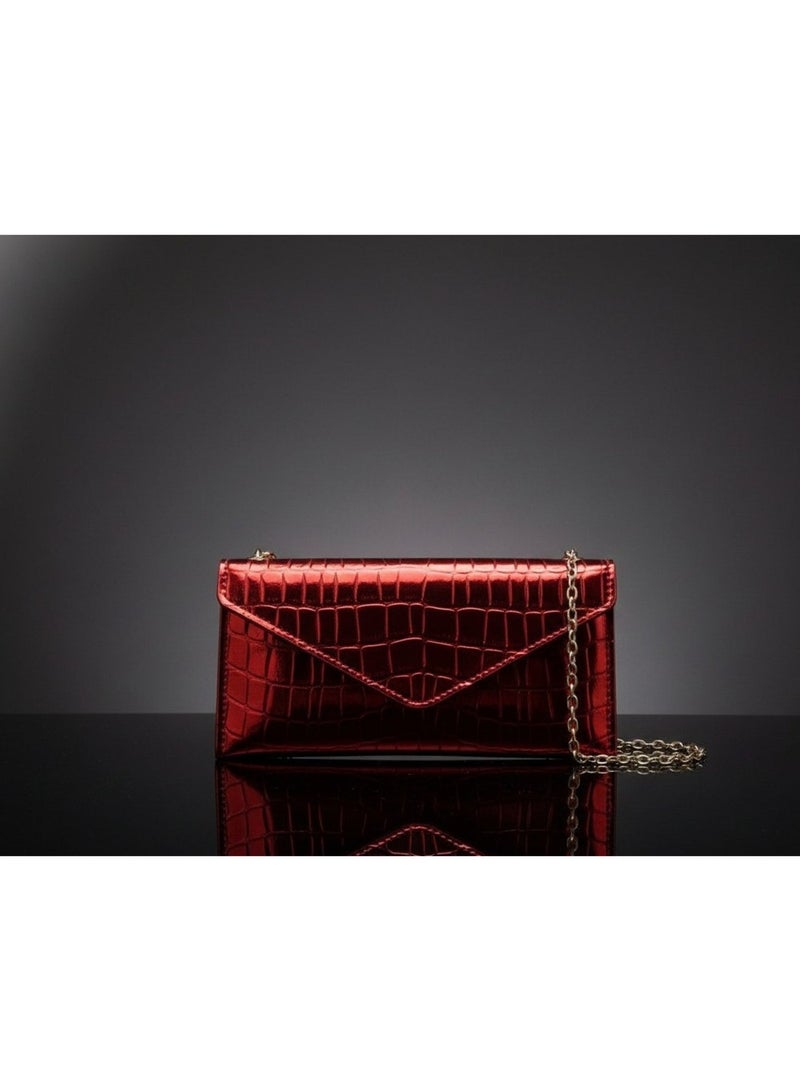 zoba Elegant women's bag and wallet set – patent leather with a crocodile pattern – a trendy chain bag + a practical wallet with a luxurious design - Image 5