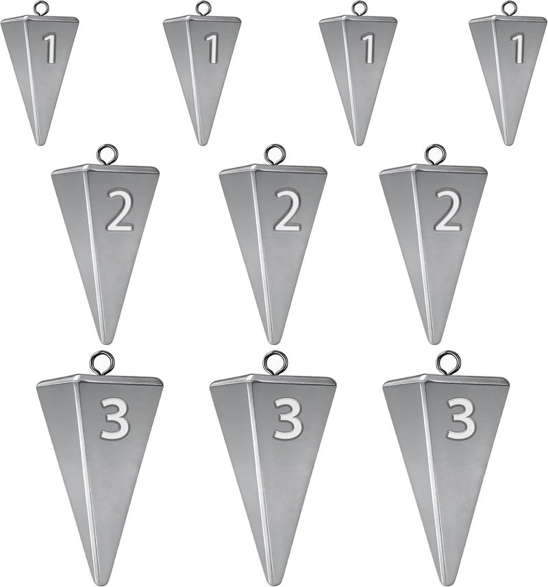 TKHDBF Pyramid Sinkers Fishing Weights - 10pcs Set (1oz, 2oz, 3oz) for Saltwater Surf Fishing - Image 1