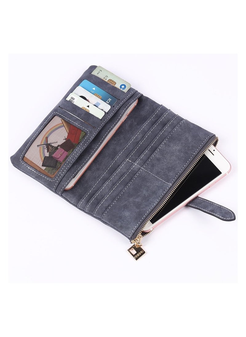 Generic - Women Wallet Soft Leather Wallet  Multiple Card Slots Purse Large Capacity Clutch Bag With Zipper And Wrist Strap - Image 1
