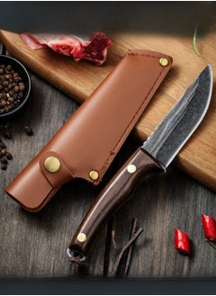 Carbon Steel Boning Knife Sharp Wooden Handle Knife Handle Meat Knife Barbecue Outdoor Knife - Curved Blade