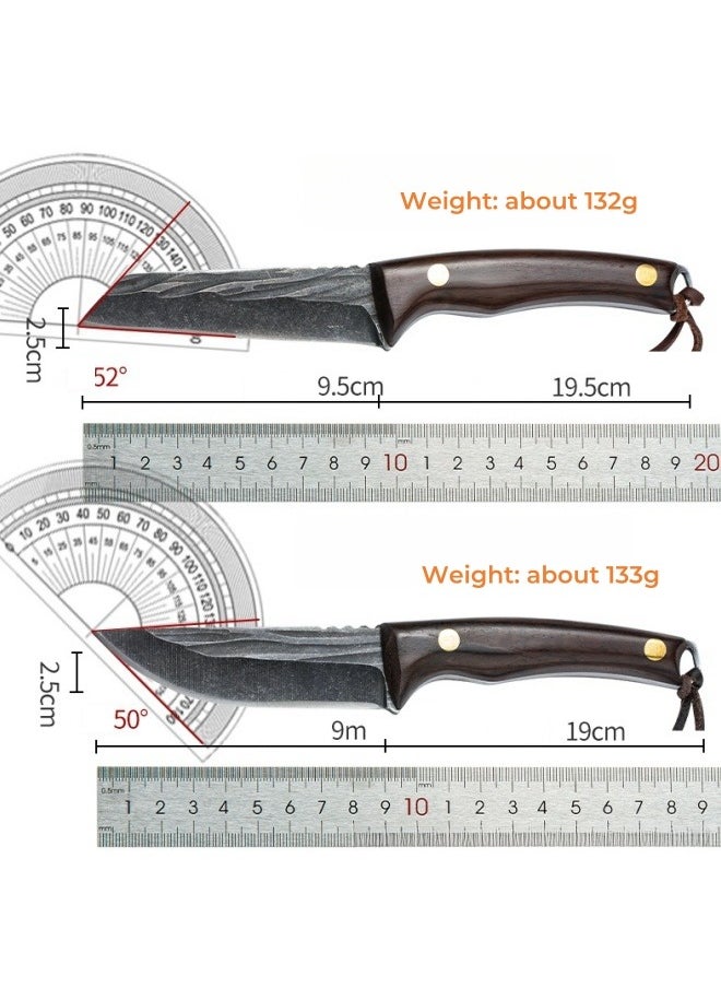 Browning - Carbon Steel Boning Knife Sharp Wooden Handle Knife Handle Meat Knife Barbecue Outdoor Knife - Curved Blade - Image 1