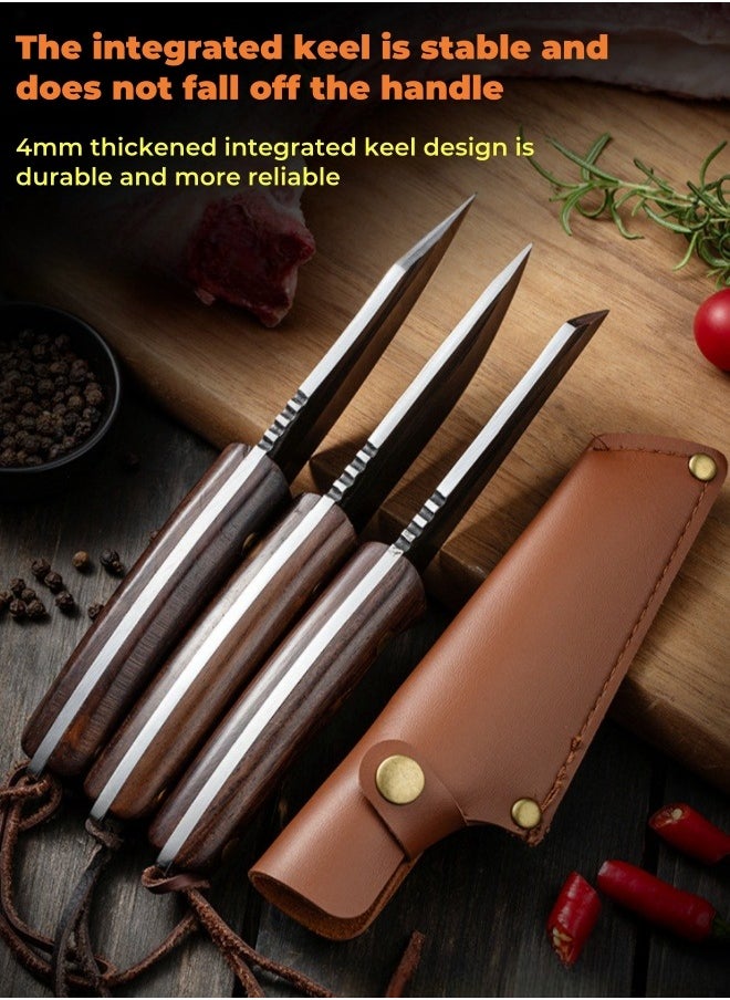Browning - Carbon Steel Boning Knife Sharp Wooden Handle Knife Handle Meat Knife Barbecue Outdoor Knife - Curved Blade - Image 1