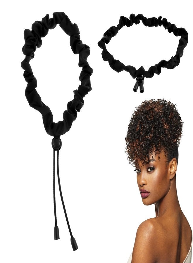 سيبا ربطات شعر حريرية مرنة من سيبا، لتصفيف الشعر المجعد، قطعتان، طوق رأس، ربطة شعر منفوخة، حامل ذيل حصان، أربطة قابلة للتعديل، ربطة مطاطية، ربطات سميكة، ربطة كعكة الرأس (بنقشة حريرية). - Image 3