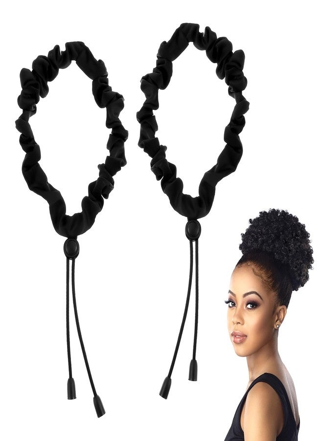 سيبا ربطات شعر حريرية مرنة من سيبا، لتصفيف الشعر المجعد، قطعتان، طوق رأس، ربطة شعر منفوخة، حامل ذيل حصان، أربطة قابلة للتعديل، ربطة مطاطية، ربطات سميكة، ربطة كعكة الرأس (بنقشة حريرية). - Image 1