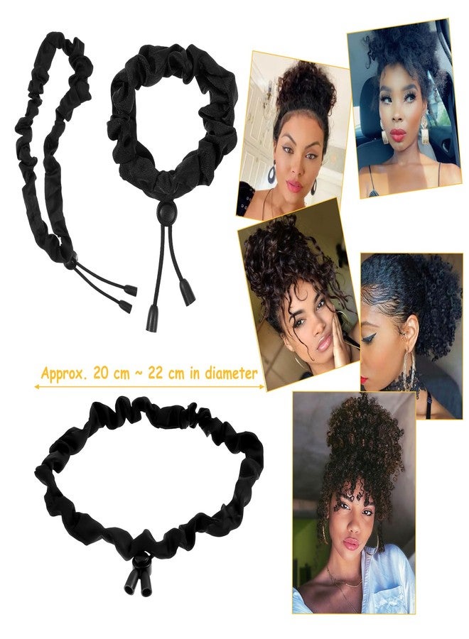 سيبا ربطات شعر حريرية مرنة من سيبا، لتصفيف الشعر المجعد، قطعتان، طوق رأس، ربطة شعر منفوخة، حامل ذيل حصان، أربطة قابلة للتعديل، ربطة مطاطية، ربطات سميكة، ربطة كعكة الرأس (بنقشة حريرية). - Image 2