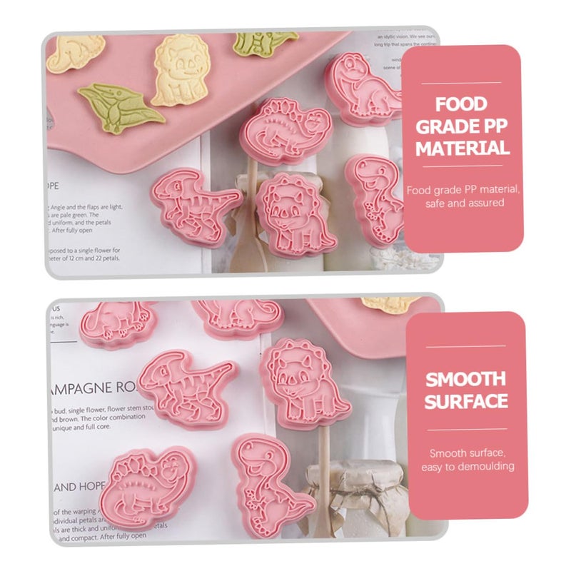 8 Piece Dinosaur Cookie Cutters With Embossing Stamps For Baking Fondant Biscuit Mold Lightweight Plastic - Image 5