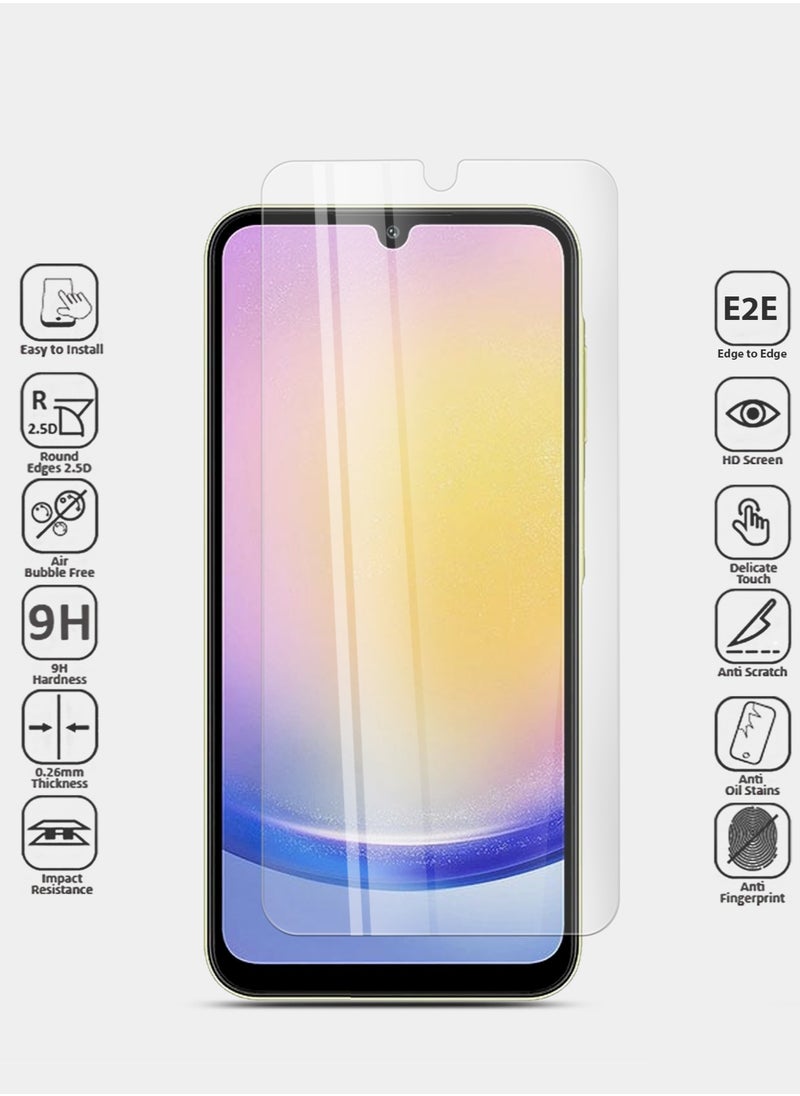 Techie - Samsung Galaxy A25 Case and Screen Protector Combo Pack 2 in 1 - Transparent TPU Bumper Case with HD Tempered Glass Screen Protector - Image 1