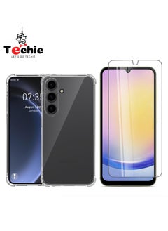 Samsung Galaxy A25 Case and Screen Protector Combo Pack 2 in 1 - Transparent TPU Bumper Case with HD Tempered Glass Screen Protector
