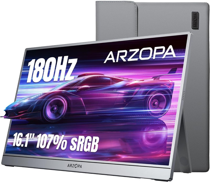 ARZOPA 16.1'' 180Hz 2.5K Portable Gaming Monitor, 107% sRGB 1080P FHD Kickstand Portable Screen with HDR, Ultra Slim, Eye Care, External Second Screen for Laptop, PC, PS5, Mac, Xbox - Z3FC - Image 1