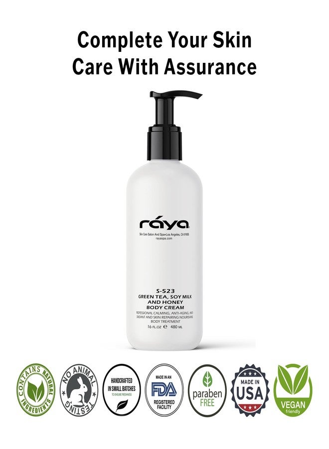 Raya Green Tea, Soy Milk, and Honey Body Cream 16 oz (S-523) | Nourishing, Calming, and Anti-Aging Body Cream | Protects and Refines Skin - Image 4