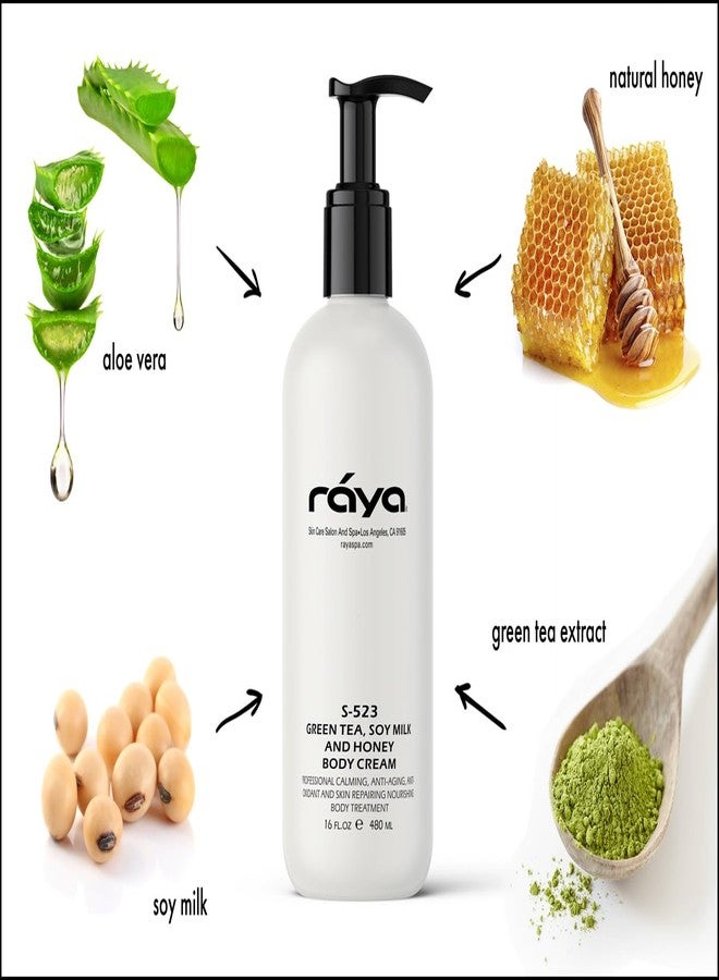 Raya Green Tea, Soy Milk, and Honey Body Cream 16 oz (S-523) | Nourishing, Calming, and Anti-Aging Body Cream | Protects and Refines Skin - Image 2