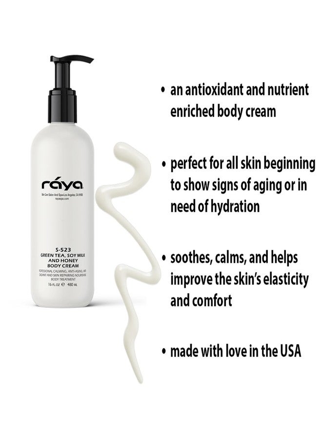 Raya Green Tea, Soy Milk, and Honey Body Cream 16 oz (S-523) | Nourishing, Calming, and Anti-Aging Body Cream | Protects and Refines Skin - Image 3