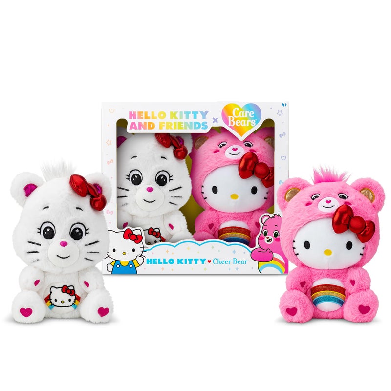 Care Bears Hello Kitty Loves Cheer Bear 10 Collectible Plush 2Pack Soft Huggable Material - Image 2