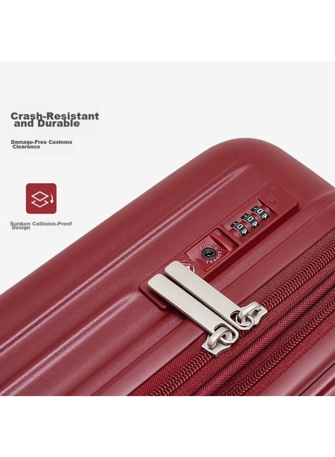 OIWAS Aihua 20-inch Luggage Suitcase, Small Carry-on Trolley Case For Women, Travel Suitcase With Usb Charging Port, Password Lock, China Red - Image 4