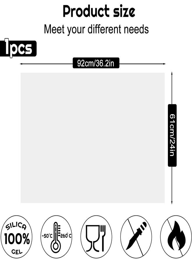 FMOACEN 36" x 24" Extra Large Silicone Mat Soft Heat Resistant Mats Table Protector Cushion Arts Crafts Mat Non-slip Kitchen Pad for Baking Cooking Painting Working, Translucent - Image 2