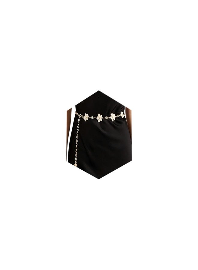 MODRSA Gold Belt Chain Belt for Women Dress Gold Waist Belts Chains Layered Flower Body Chain Jewelry Greek Goddess Waist Chains Jewelry for Women Dainty Fashion Belly Belts Dress Accessories - Image 1