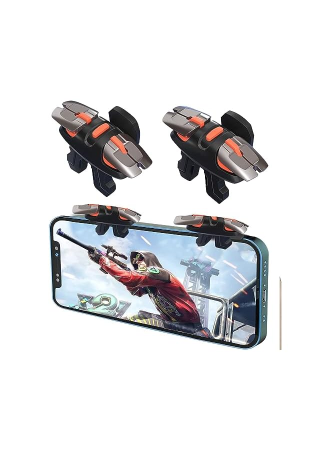 PROMASS Mobile Triggers, Joystick Aim & Fire Trigger for iPhone and Android Phone, 6 Fingers Operation, Sensitive Shoot, Compatible with PUBG/Fornite/Call of Duty/Rules of Survival/Knives Out (Brown)(2 Pack)  - Image 1