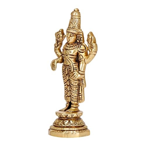 ARTVARKO Brass Tirupati Balaji Venkateshwara Murti Idol Statue Lord Srinivasa Pooja Home Office Temple Decor Gift 5.5 Inch - Image 4
