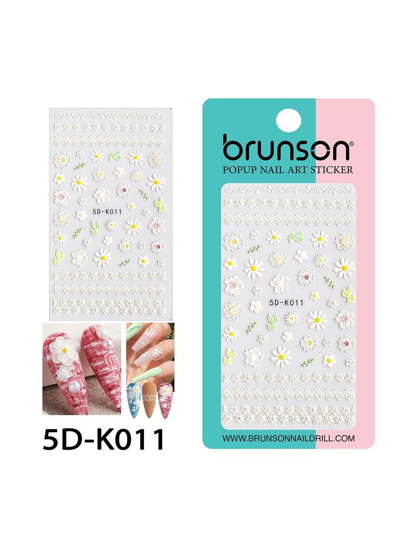 brunson Flower Nail Art Sticker Decals 5d Exquisite Embossed Nail Art Supplies Self-Adhesive Nail Art Decoration