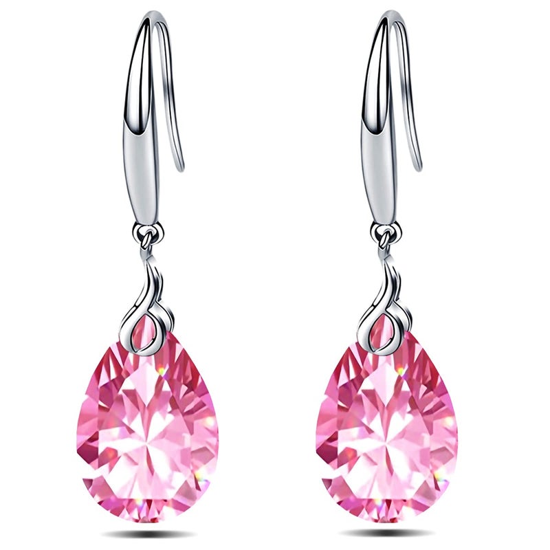Maylover ML S925 Sterling Silver 12mm Naked Drill Crystal Earrings For Women (Earrings Pink color) - Image 1