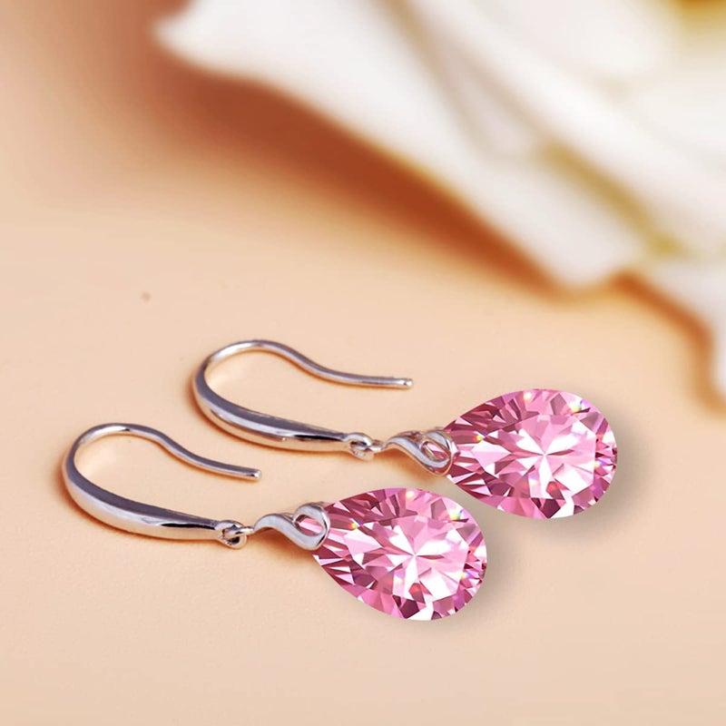 Maylover ML S925 Sterling Silver 12mm Naked Drill Crystal Earrings For Women (Earrings Pink color) - Image 2