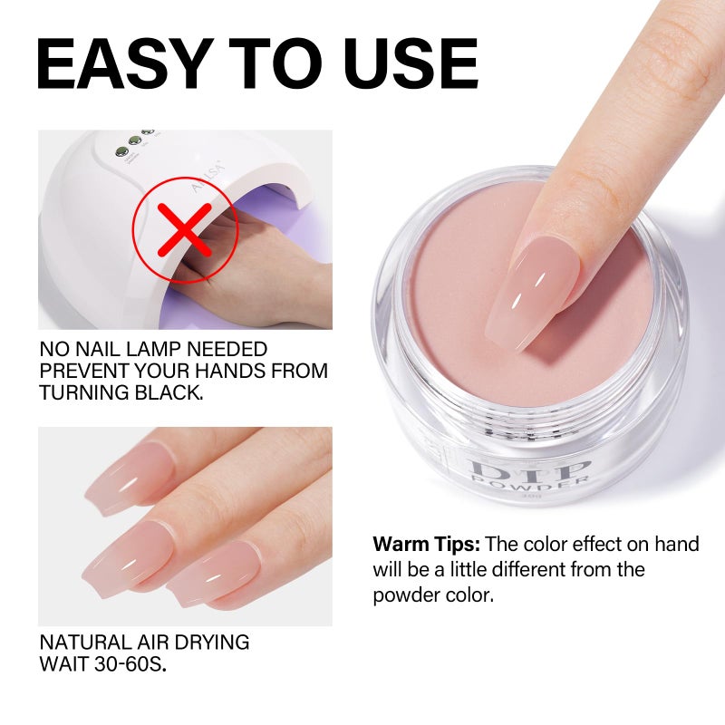 AILLSA Salmon Pink Dip Powder Nail Dipping Powder Jelly Nude Translucent DIY Manicure Salon at Home Easy to Use for Valentine's Day Gift (1 Oz) - Image 4