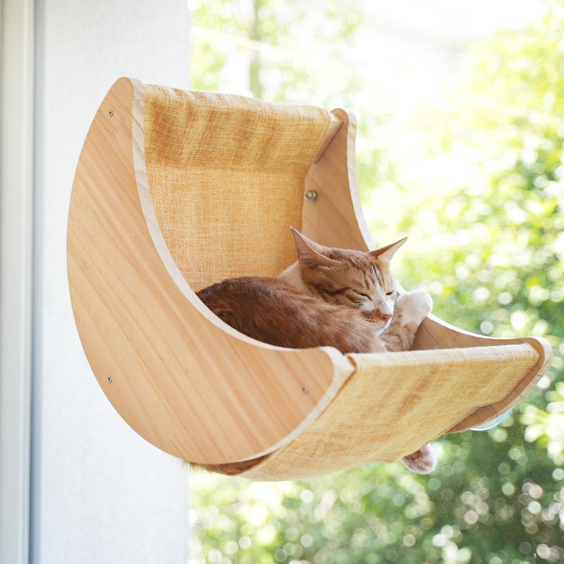 HAPYKITYS Window Cat Bed Moon Perches, Mounted with Strong Suction Cups Cat Window Seat for Sleep and Watch Birds - Image 1