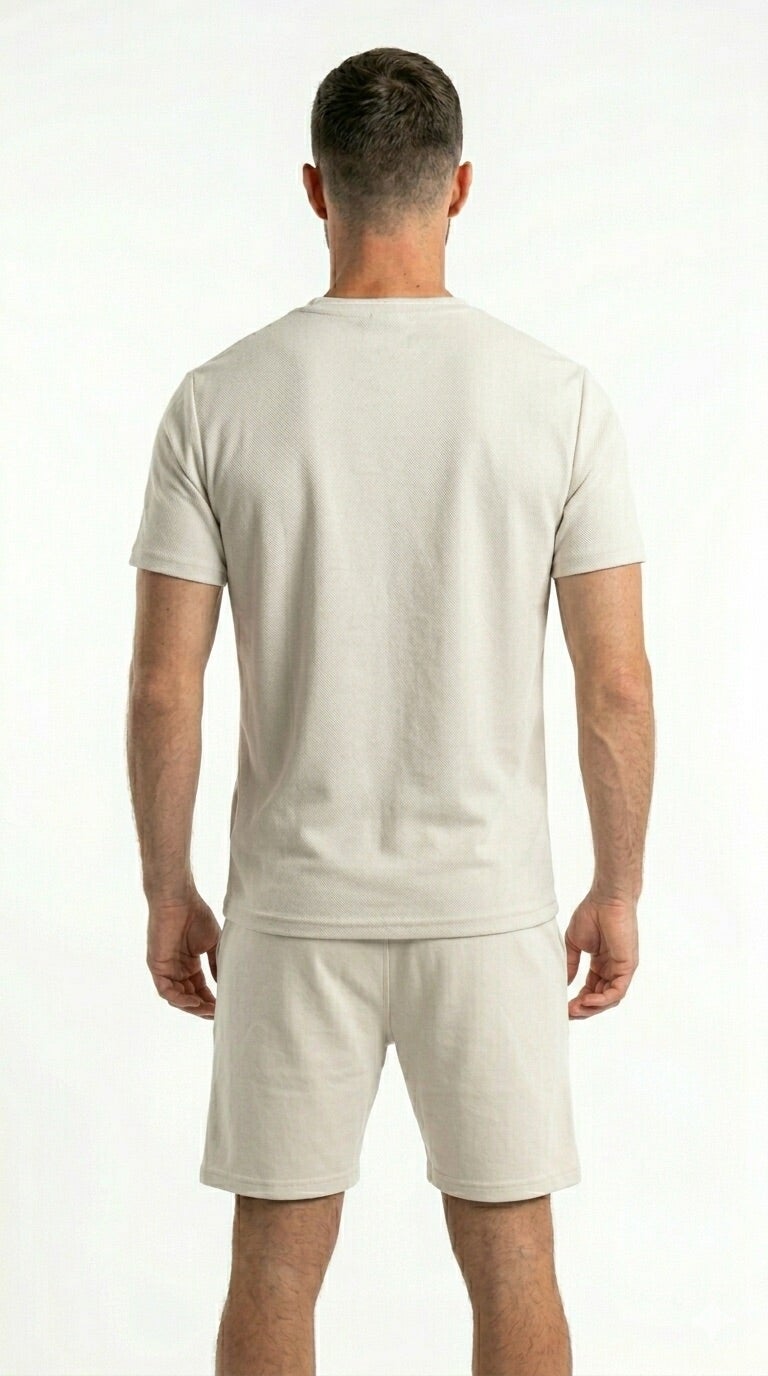 بريما إيس رجالي Set Top & Short لايف ستايل بريميوم White - Image 2