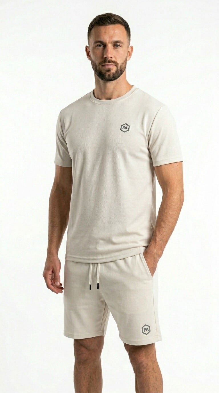 بريما إيس رجالي Set Top & Short لايف ستايل بريميوم White - Image 1