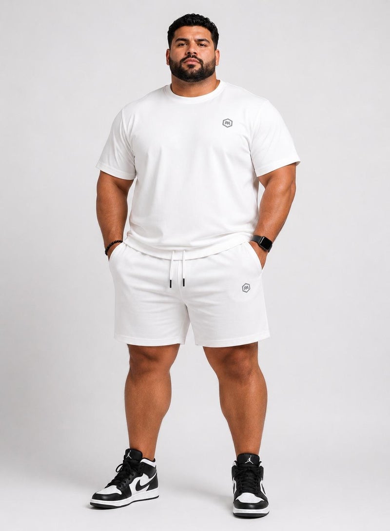بريما إيس رجالي Set Top & Short لايف ستايل بريميوم White - Image 1
