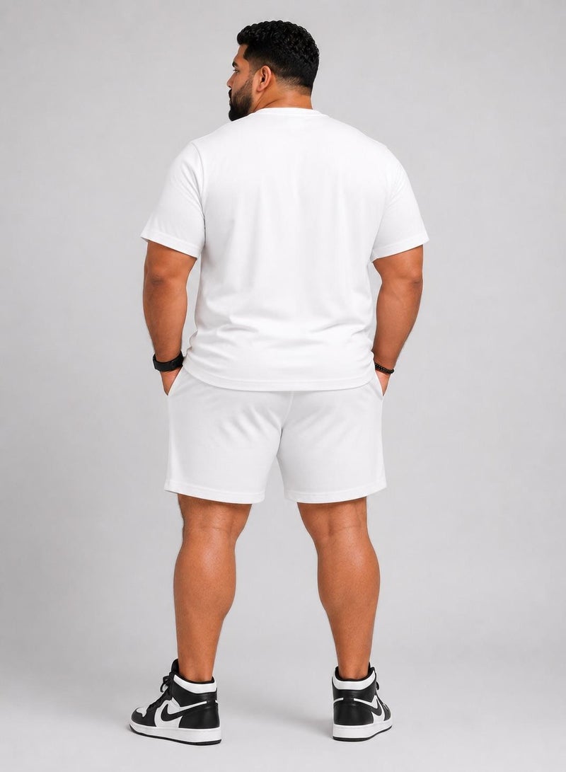 بريما إيس رجالي Set Top & Short لايف ستايل بريميوم White - Image 3