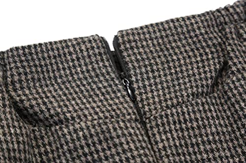 IDEALSANXUN Long Skirts for Women Fall Winter Pleated Plaid Skirts with Pockets (Medium, Coffee) - Image 5