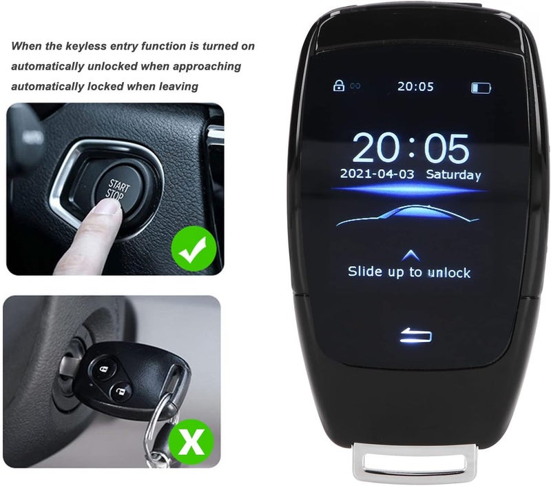 Tyenaza Smart Remote Key, Universal TK900 LCD Touch Screen Smart Key Remote Keyless Entry for Start Stop Engine Button Models(Black) - Image 4