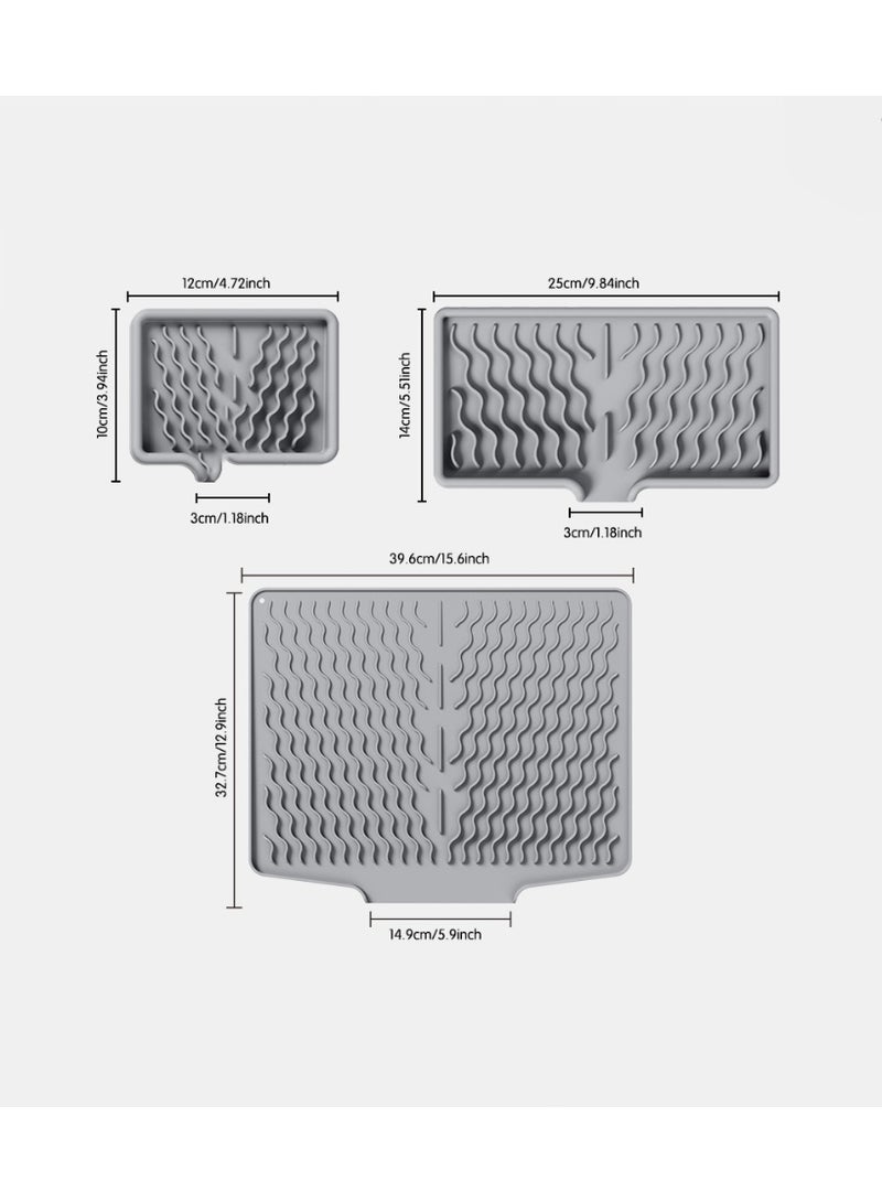 HOMESTAR 3Pcs Silicone Dish Drying Mat and Funnel soap box, Draining Mat for Kitchen Counter, Heat Resistant Drainer Mat, Reusable Non-Slip Silicone Table Mat, Pot Holder, Placemat, Spoon Rest, Coaster - Image 1
