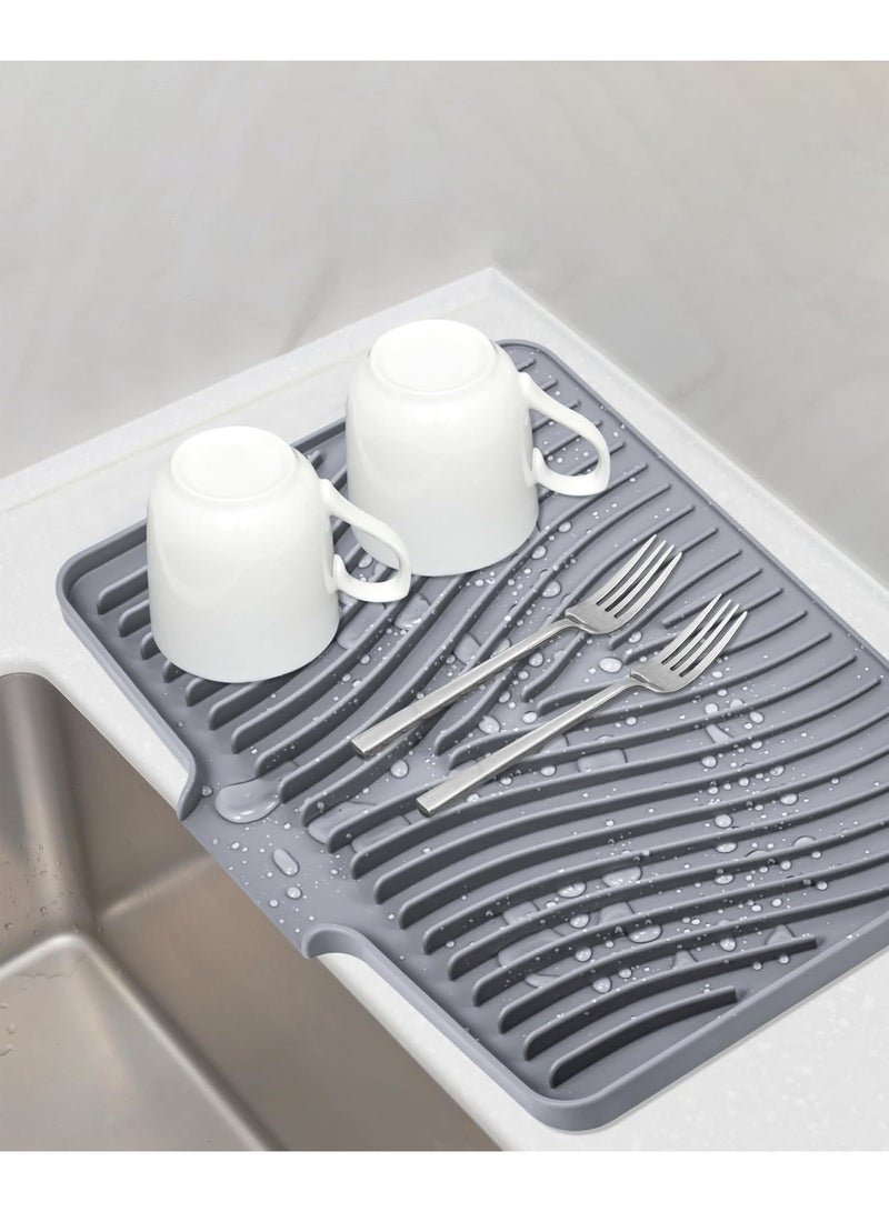 HOMESTAR 3Pcs Silicone Dish Drying Mat and Funnel soap box, Draining Mat for Kitchen Counter, Heat Resistant Drainer Mat, Reusable Non-Slip Silicone Table Mat, Pot Holder, Placemat, Spoon Rest, Coaster - Image 5