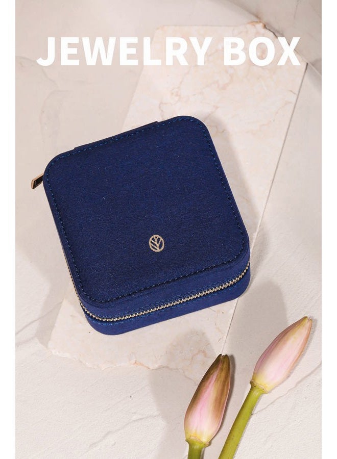 S.Leaf Travel Jewelry Organizer Travel Jewelry Boxes for Women Small Jewelry Travel Case Box Portable Travel Jewelry Case Travel Case Mini Jewelry (06_Suede_Touch_Navy) - Image 2
