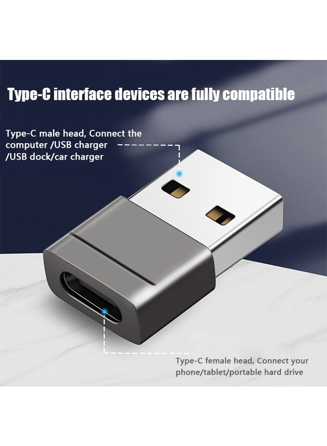 USB C Female to USB Male Frosted Texture Adapter, Type C to USB A General Purpose Charger Converter, Support Data Sync(Grey) - Image 3