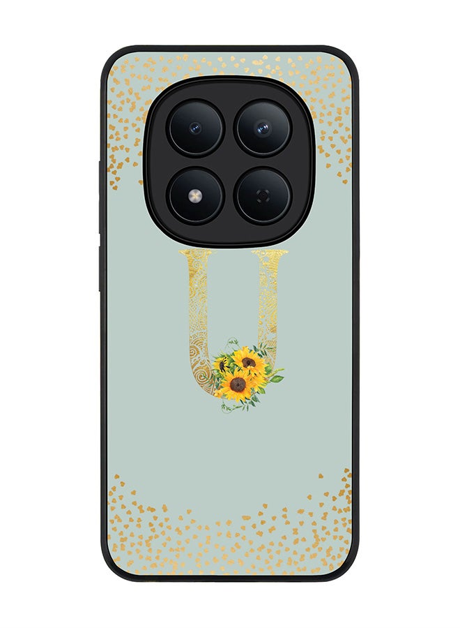 For Xiaomi Redmi Note 15 Pro 5G Case,Slim fit Camera Protection, Shockproof Thin Phone cover  - Custom Floral Monogram - U  (Light Grey )