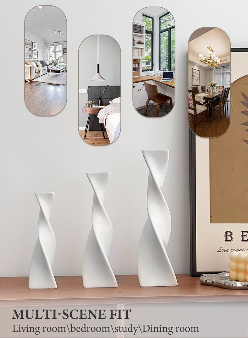 وين هولدر طقم من 3 مزهريات من السيراميك الملتوي - ديكور منزلي مصنوع بحرفية عالية، لمسات أنيقة لأي مساحة، متينة وفريدة من نوعها، مثالية لتنسيق الزهور، هدايا للاحتفال بتدفئة المنزل (أبيض) - Image 4